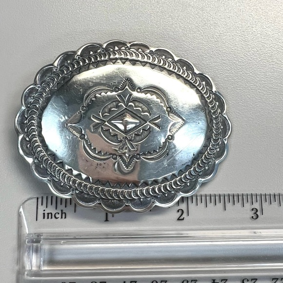 Southwest DA Harris Santa Fe Sterling Concho Belt Buckle - Picture 5 of 13